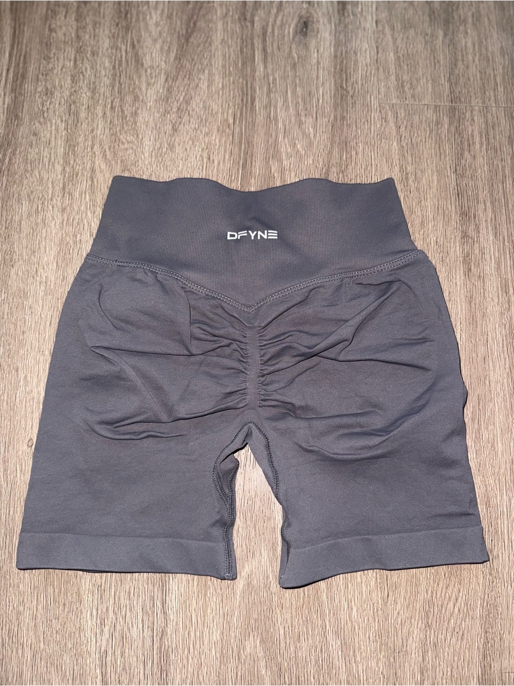 DFYNE High-Waist Scrunch Back Bike Shorts — Charcoal